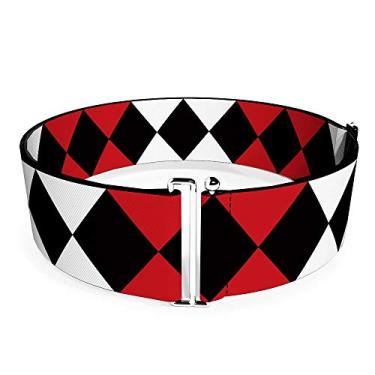 Imagem de Cinto DC Comics, Cinch Belt Birds of Prey Harley Quinn Diamonds Split White Black Red, 7 cm de largura, ajustável, Pássaros de Rapina, 3" x 44"
