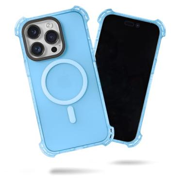 Imagem de SteepLab Capa Bubble Wrap para iPhone 14 Pro (tela de 6,1 polegadas, 2022) - A capa superprotetora com cantos de ar e compatível com MagSafe (cobertor azul)