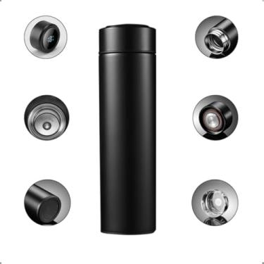 Imagem de Garrafa Térmica Com Termômetro Led Digital Em Aço Inox Café Água Quente Gelado 500ml