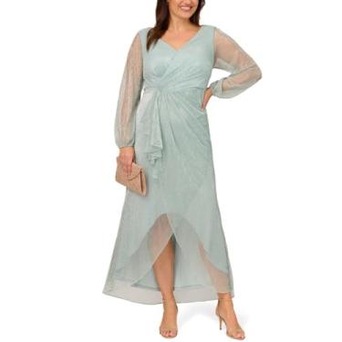 Imagem de Adrianna Papell Vestido feminino de malha metálica, Fumê menta, 17 Plus Size