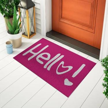 Imagem de Capacho Para Porta Divertido e Criativo Tapete Estampado Frase - Hello Fundo Pink Ca241