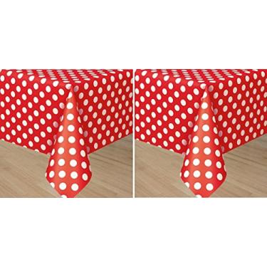 Imagem de Capa de mesa retangular de plástico com pontos rubi (137 x 274 cm) 1 unidade - design elegante e qualidade premium, ideal para festas, eventos e uso diário