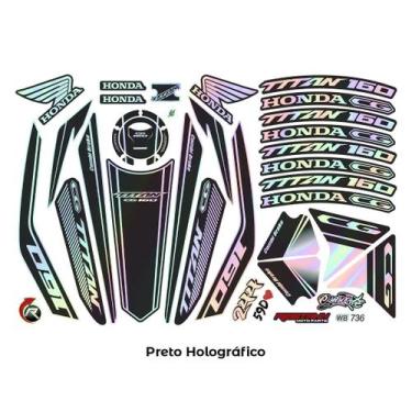 Imagem de Kit Adesivos Completo Cg Titan 160 23-24 Holográfico Preto - Resitank