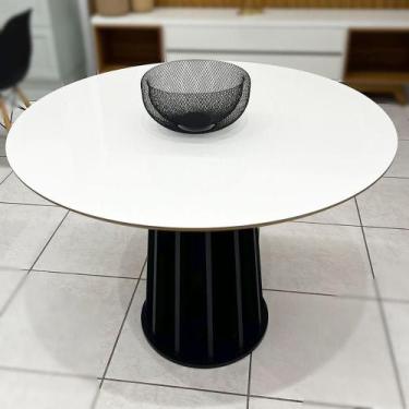 Imagem de Mesa de Jantar 4 Lugares Redonda MDF Base Ripada Freijó - Dalla Costa 