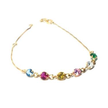 Imagem de Pulseira de ouro 18k Infantil com pedras - Elegancy Joias