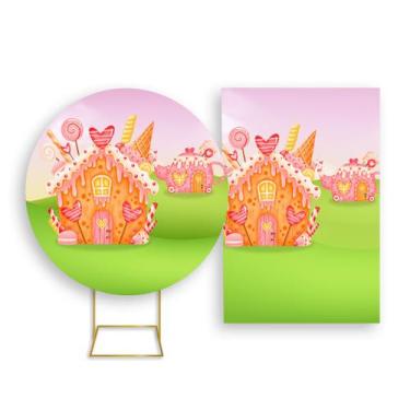 Imagem de Painel De Festa Redondo 1,50x1,50 + Painel Vertical 1,50x2,20 - Casinh