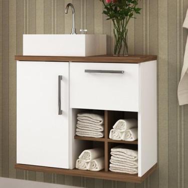 Imagem de Gabinete para Banheiro 1 Porta 1 Gaveta 4 Nichos Veneza - Móveis Bosi