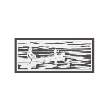 Imagem de Quadro Decorativo Branco Mdf Barco Pescadores 40X20Cm - Doce Arte Em M