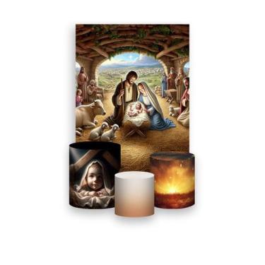 Imagem de Painel De Festa Vertical 1,50 x 2,20 + Trio De Capas Cilindro - Natal 