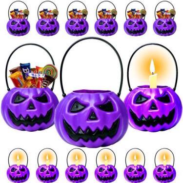 Imagem de 10 Mini Abóbora Roxa p/ Dia das Bruxas Halloween Decoração Balde para 