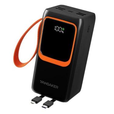 Imagem de Carregador portátil 50.000mAh, carregamento rápido, 2 cabos integrados