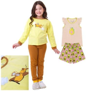 Imagem de  KIT PRONTO 2 Pijamas Infantis Menina 1 ao 10 anos 100% Algodão DETALH