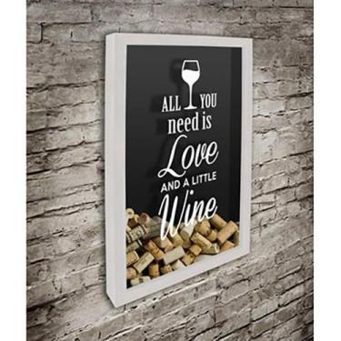 Imagem de Quadro Porta Rolhas All you need is Love 1 - Quadro Novo, Branco, 45x6