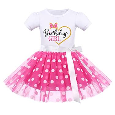 Imagem de IMEKIS Roupa de aniversário infantil para bebês meninas, vestido de bolinhas, faixa de cabeça de bolo, Halloween, cosplay, fantasia, sessão de fotos 1-6 anos, Rosa choque - Coração de amor, 2-3T