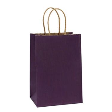 Imagem de BagDream Purple Gift Bags with Handles, 100pcs, 5.25x3.75x8 Inches, Recycled Paper, Kraft Bags, Party Bags, Bulk