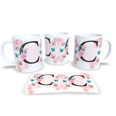 Imagem de Caneca Branca de Porcelana Personalizadas Alfabeto iniciais Nomes (C)