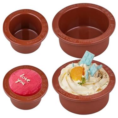 Imagem de EDUEE Conjunto de 4 formas de silicone para cupcake Air Fryer 7,6 cm 5 cm, ramequins para fritadeira a ar, molde de bolo pequeno antiaderente para mousse, pão, brownie, cupcake, mordidas de ovo, bolo