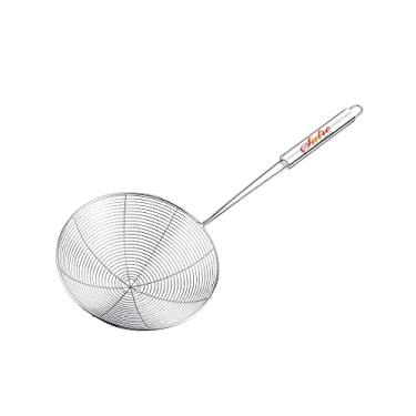Imagem de Escumadeira de aço inoxidável, escorredor de aço inoxidável, escumador de arame com malha espiral, colher/concha de escumadeira de cabo profissional para spaetzle/macarrão/chips