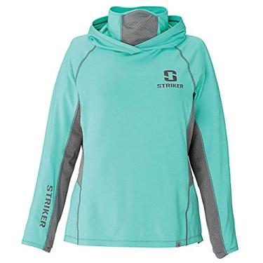 Imagem de Striker Moletom feminino Guardian FPS 50+ leve com absorção de umidade - pulôver casual ativo com polaina de pescoço removível, Aqua Heather, Large