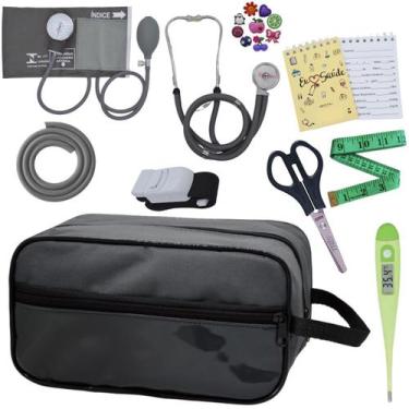 Imagem de Kit Academico Enfermagem Esfigmomanometro Aparelho de Pressao Estetosc