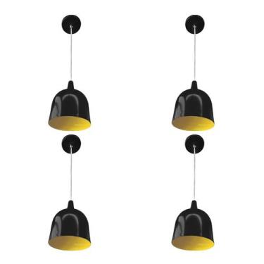 Imagem de Kit 4 Luminária Pendente Gota Com Interior Amarelo Com Fiação 110/220v