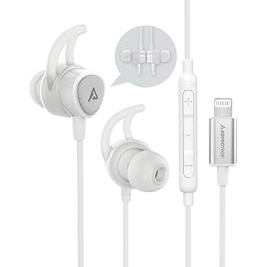 Imagem de Fones de ouvido Lightning da ADPROTECH com fones de ouvido magnéticos, certificação MFi intra-auricular, com microfone para esportes, treino, compatível com iPhone 11/Pro Max/Xr/Xs Max/X/8/7, Branco