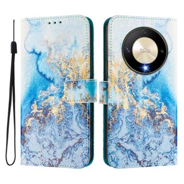 Imagem de Capa carteira para Honor Magic6 Lite, 3 compartimentos para cartão, 1 compartimento para dinheiro, capa flip de couro PU com padrão fofo, capa com fivela magnética à prova de choque, compatível com