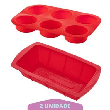 Imagem de Kit Forma Cupcake + Forma Para Pão Silicone Cozinha Sortida - QUALITY 