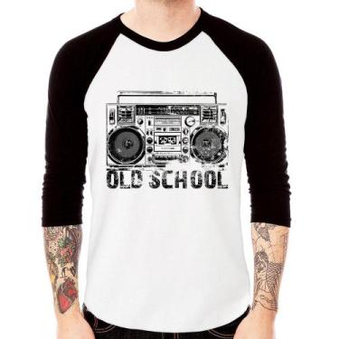 Imagem de Camiseta Raglan Old School Boombox Manga 3/4 - Foca na Moda, Branco, P