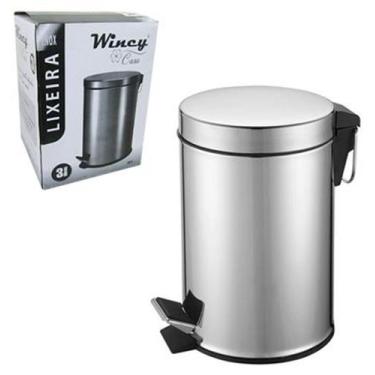 Imagem de Lixeira Com Pedal Redonda De Inox 3l 3721307 - camps
