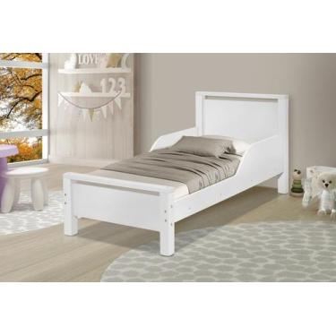 Imagem de mini cama infantil para quarto pes de madeira unissex - Frausto, Branc