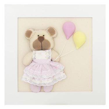 Imagem de Quadro Decorativo Ursinha Com Bexigas Quarto Bebê Infantil - Potinho d