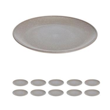 Imagem de 10 UN  Prato Lanche Sobremesa Redondo Durável 20cm Cinza - EVO