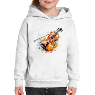 Imagem de Moletom Infantil Violino Watercolor - Foca na Moda, Branco, 10