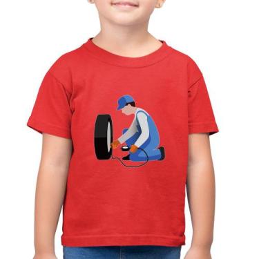 Imagem de Camiseta Algodão Infantil Borracharia - Foca na Moda, Vermelho, 8