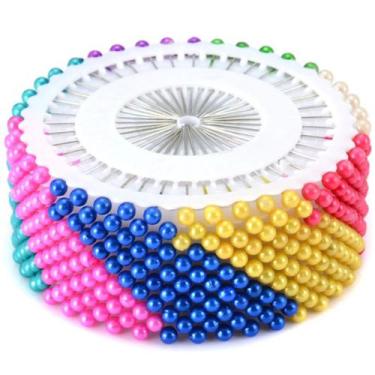 Imagem de Alfinetes Cabeça Bola Coloridos Patchwork Costura 480 Peças - Evolvere