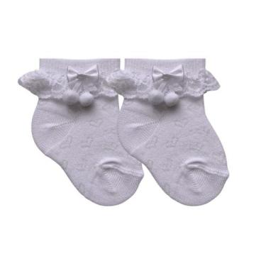 Imagem de Meia Bebê Festa Batizado Cultos Com Apliques e Renda - ROSSINI, 13-15,