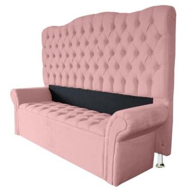 Imagem de Cabeceira + Recamier Baú Nanda Para Cama Box Casal Padrão 138cm - Sued