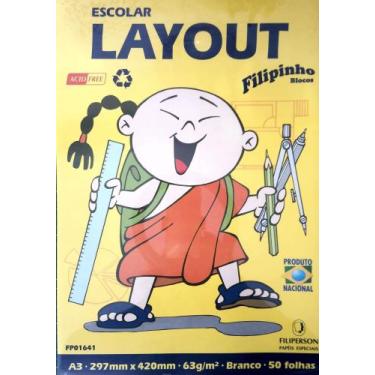 Imagem de Bloco para Educação Artística Lay Out Branco A3 com 50 folhas Filipers