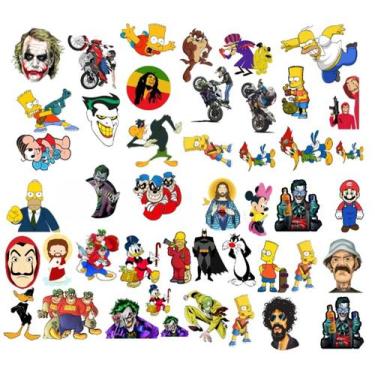 Imagem de Cartela Adesivos Sortidos - Stickers - Coringa - Simpsons - Moto - PGG