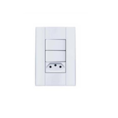 Imagem de 2 Interruptores 1 Tomada 10a 4x2 Mdl 2517 Romazi Linha Marés