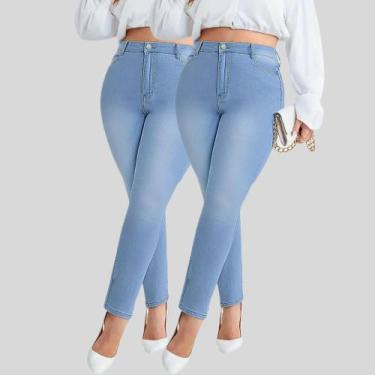 Imagem de KIT 2 Calças Jeans Feminina Plus Size Skinny com Lycra - SK Jeans, Jea