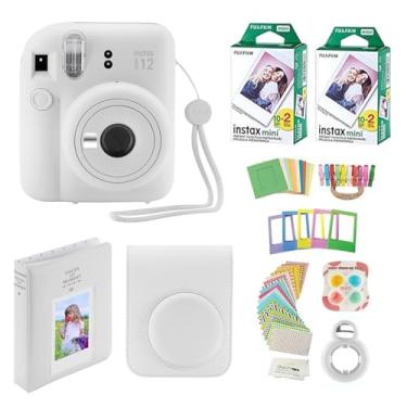 Imagem de Fujifilm Câmera instantânea Instax Mini 12 com capa, 40 filmes Fuji, adesivos de decoração, molduras, álbum de fotos e mais kit de acessórios (argila branca)