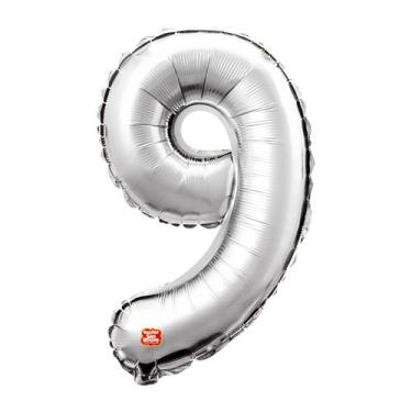 Imagem de Balão Metalizado Números 16" 40cm - Prateado - 01 unidade - Balões São