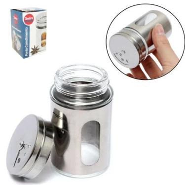 Imagem de Porta condimento / queijeira de vidro / inox 80ml na caixa - DOLCE HOM