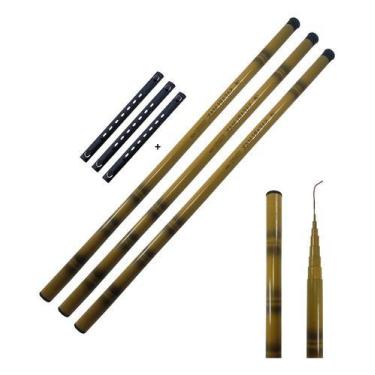 Imagem de Kit 3 Vara de Mão Bambu 3m Telescópica 60% Carbono Modelo Bamboo - Saf