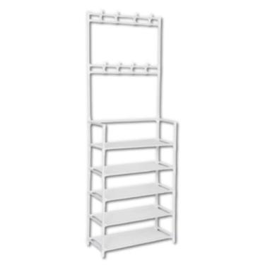 Imagem de Prateleira Organizadora e Cabideiro Multiuso para Calçados Chapéus com