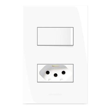 Imagem de Conjunto 1 Interruptor Simples + 1 Tomada 2P+T 20A 250V~ com Placa 4x2 Inova Pro Alumbra Branco