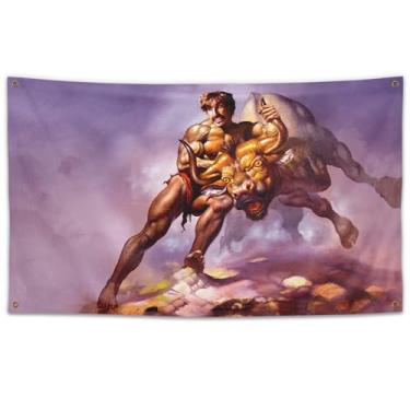 Imagem de 1,8 x 1,5 m Bull by The Horns Dodgeball bandeira branca Goodman banner engraçado resistência UV homem caverna parede bandeira com ilhós de latão para decoração de quarto de dormitório universitário,