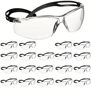 Imagem de SecureFit Óculos de segurança 3M, série 500, pacote com 20, ANSI Z87 com classificação de impacto, hastes de catraca ajustáveis, óculos de proteção esportivos, lentes transparentes antiembaçamento,